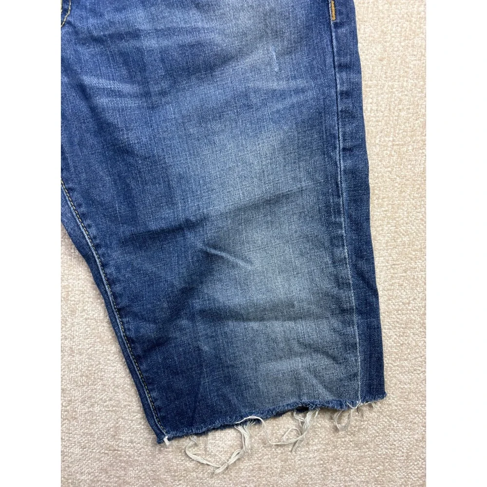 True Religion Mens Blue Denim Cut Off Shorts Size 36 Straight Flap Pocket USA